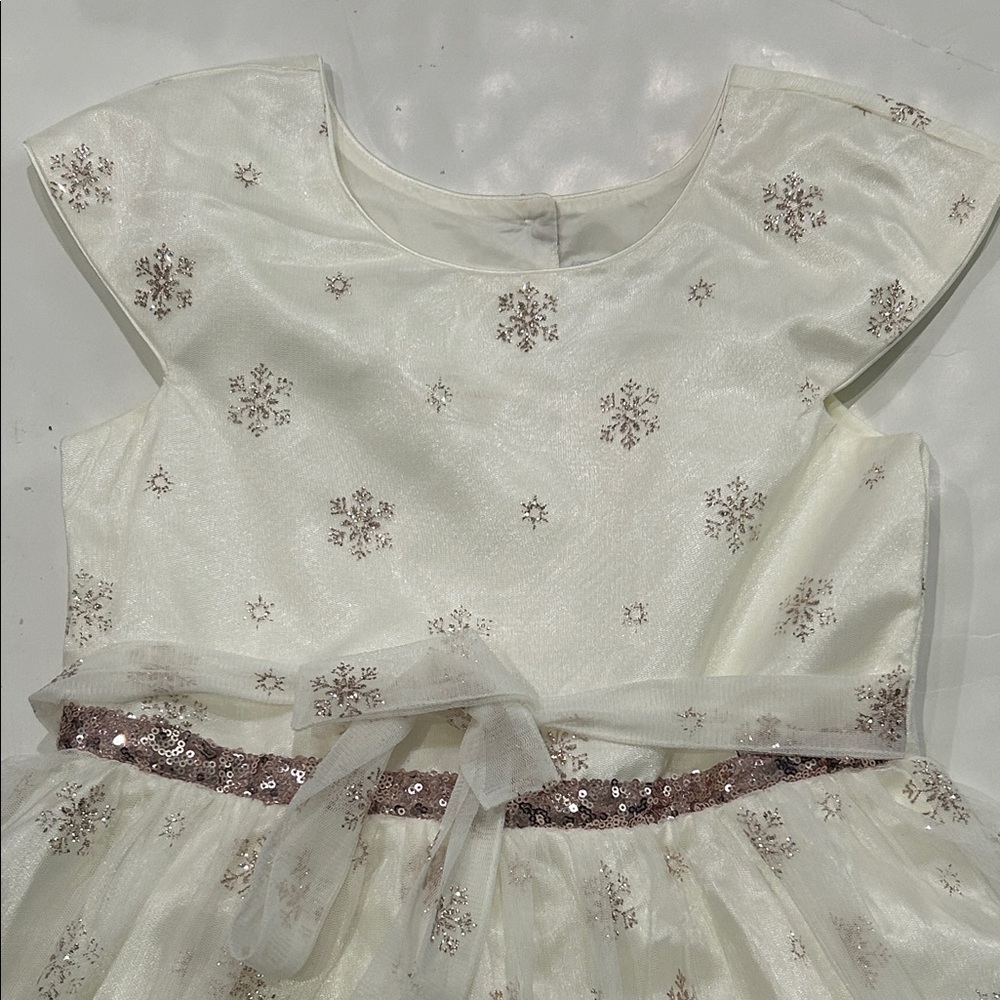 Jona Michelle Ivory Dress with Gold Snowflake Accents - Picture 8 of 10